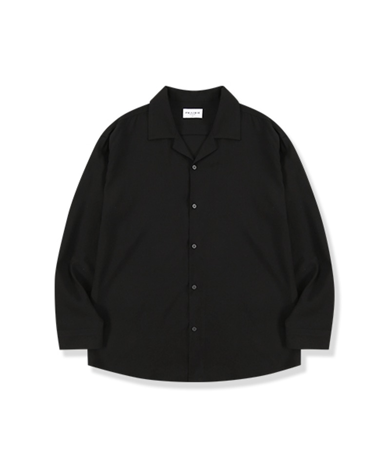 실키 오버핏 오픈카라 셔츠 (BLACK)